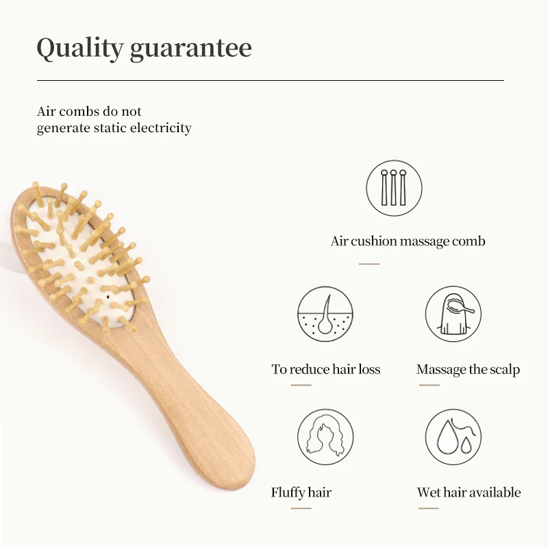 Private Label Bamboo Mini Hair Brush Detangling Wooden Kids Baby Hair Brush Set