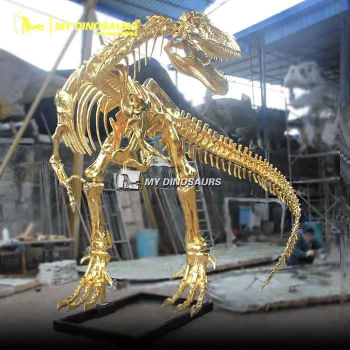 Z My Dino DS-033 Handmade Fiberglass T-Rex Dinosaur Gold Skeleton for Taking Picture