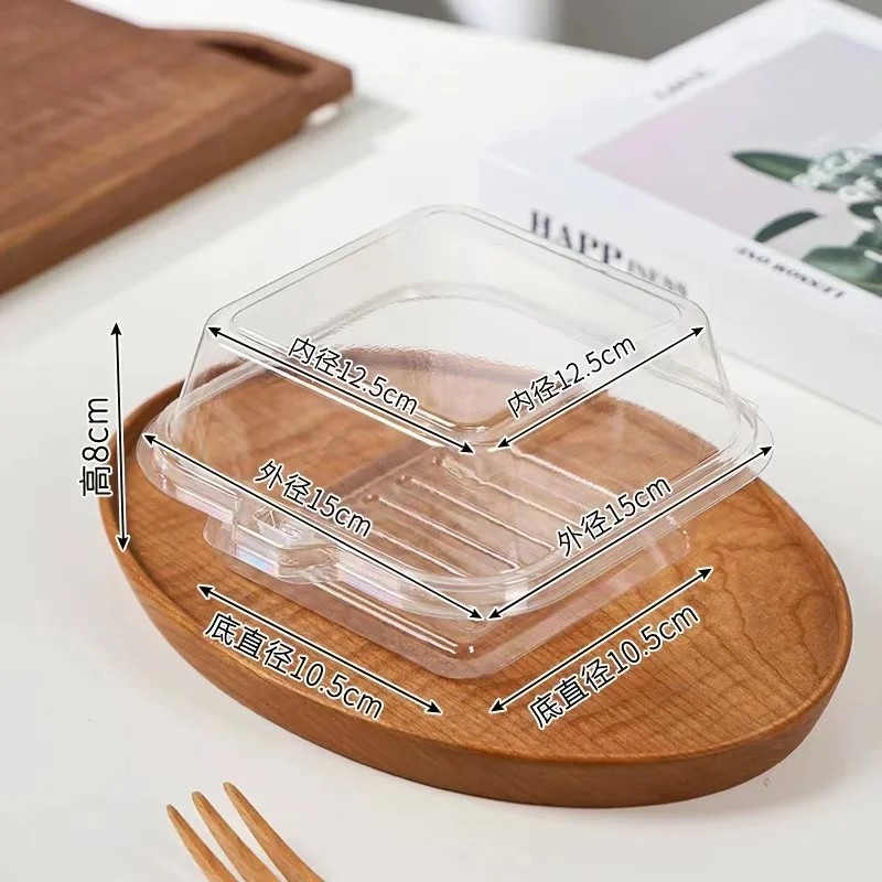Wholesale Transparent PET Square Baking Cake Packaging Boxes Food Grade Disposable Blister Pastry Dessert Container With Lid