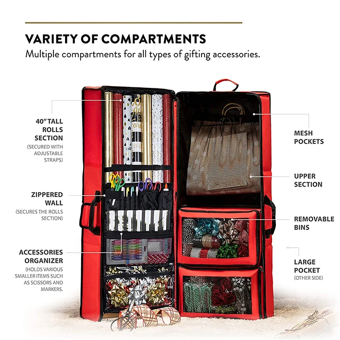 Multi-Featured Wrap and Accessory Storage and Organizer with Wheels