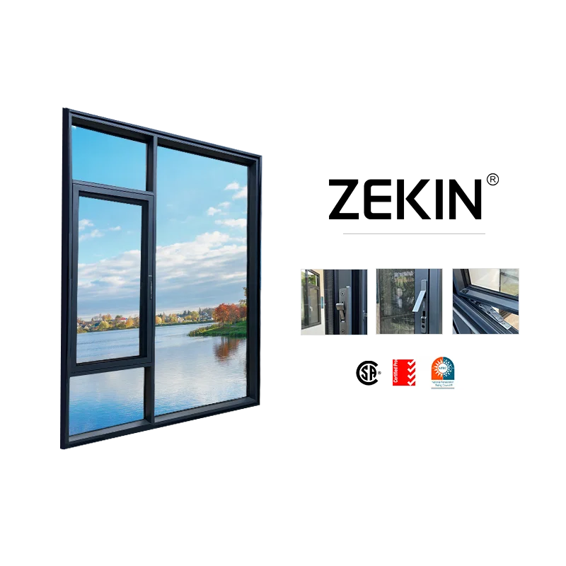 Casement Windows customized narrow frame tempered glass hurricane-impact proof tilt and turn window casement window