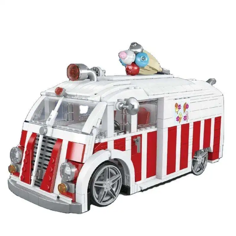 Mould King 10039 DIY Assembly Mini Ice Cream Truck Model Kids Educational Toy Plastic Bricks Kits Car Building Blocks