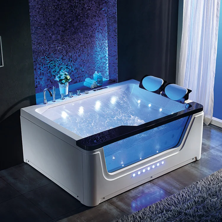 Bathroom luxury colored light bathtub Transparent silicone bath pillow massage bathtub for 2 person