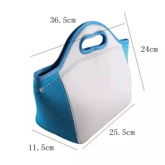 New Solid Color Sublimation Blank Lunch Bag Neoprene Insulated Bento Box Tote Bag Picnic Kids Lunch Bag for School
