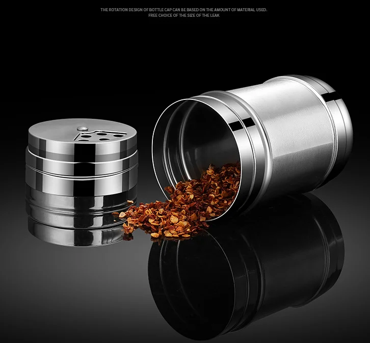 Stainless Steel Spice Jars Empty Square Shaker Lids and Airtight Metal glass spice bottles spice containers