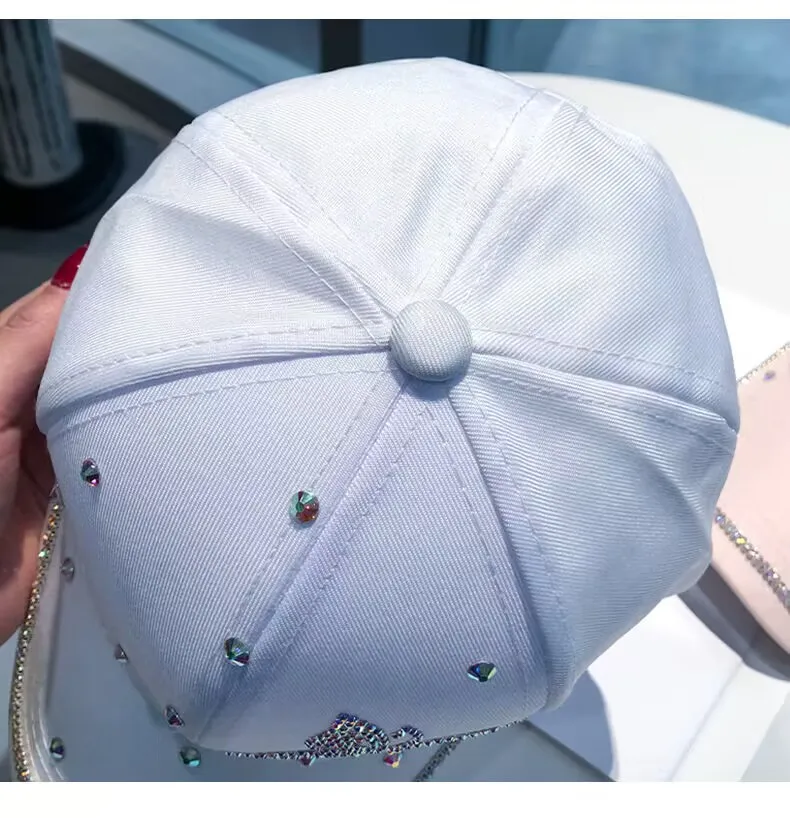 Baseball cap selling new diamond butterfly men and women general fashion leisure rhinestone baseball cap