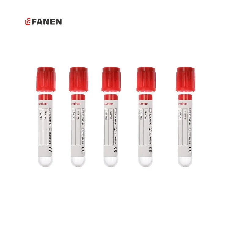 Fanen 5ml Glass Blood Collection Tube Vacutainer With Red Lid 13*100
