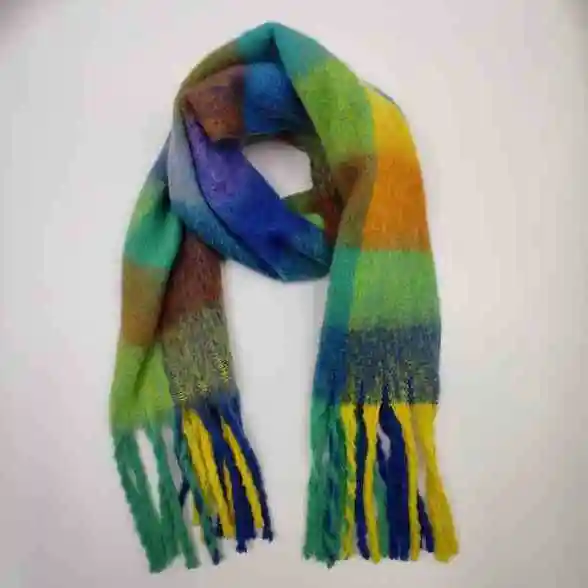 High Quality Winter Checked Knitted Scarf Warm Winter Scarf For Unisex colored winter scarf knitted  With Custom Logo