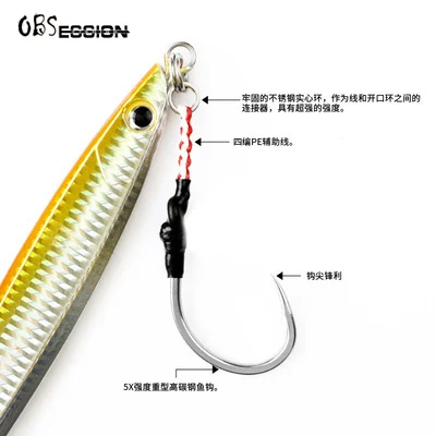 WCH49 2pcs/bag Fish hook manufacturers wholesale heavy-duty barbed fish hooks with high carbon steel solid loops of PE