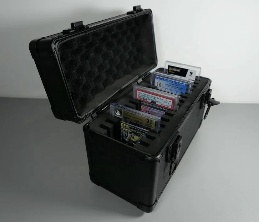 One Row Aluminum Frame Trading Card Case PSA Slab Case with Individual Slots for PSA/BGS