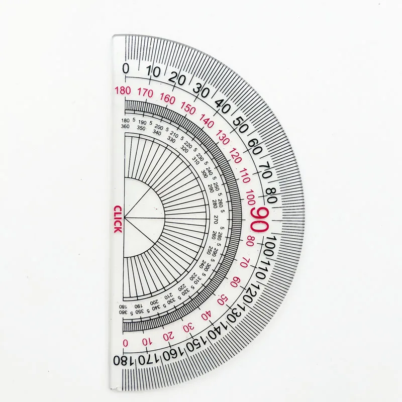 Factory Direct Hot Selling Clear Calibration Durable Semicircle 0-180 Degree Protractor for Students
