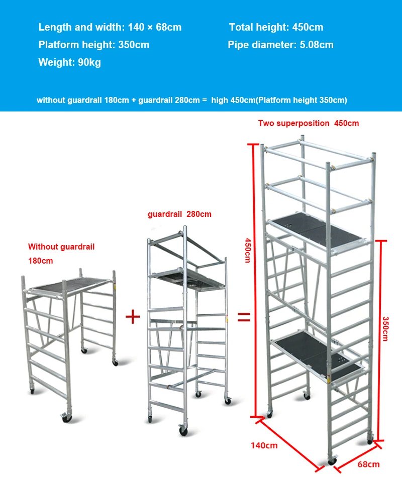 Mobile Climbing Ladder For Building Construction Aluminum Scaffolding Folding Scaffolding Tower