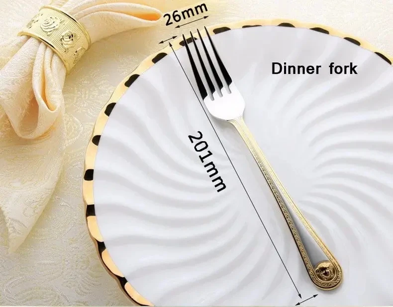 Wholesale 4Pcs Medusa Head Gold Cutlery Stainless Steel Flatware Set Tableware Dinnerware Knife Spoon Fork New ANI-410