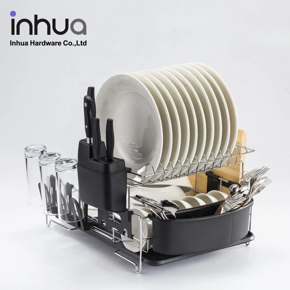  Новинка Лидер продаж сушилка для посуды с выдвижным ящиком двойной кухонный стеллаж из нержавеющей стали