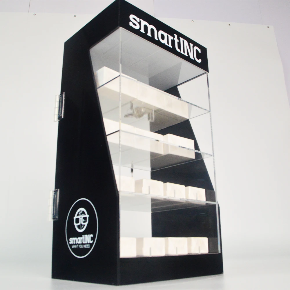Custom Design Acrylic Counter Top Display Rack RGB Light Display Cabinet PMMA Desktop Display Showcase