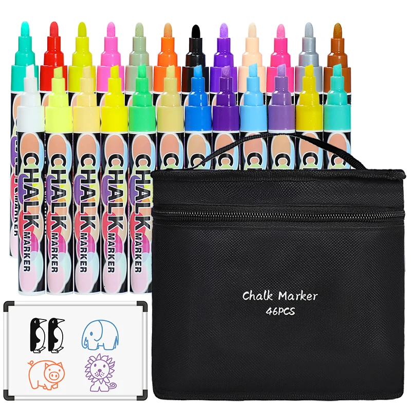 Erasable Highlighter Pen Set 6mm Liquid Chalk Fluorescent Marker LED Window Glassboard Pens