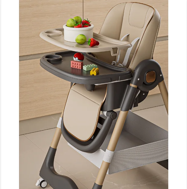 2024 Baby High Chair With Adjustable Height Foldable Strong Bearing Baby Dinning Chair with 7 Gears