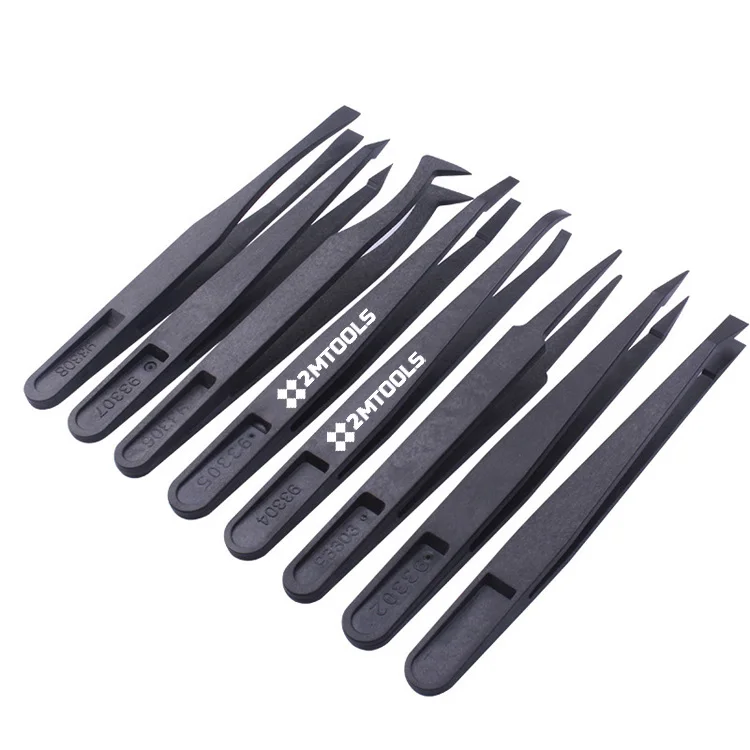 Precision ESD Anti-Static Plastic Tweezers for Electronics Jewelry-Making Repairing