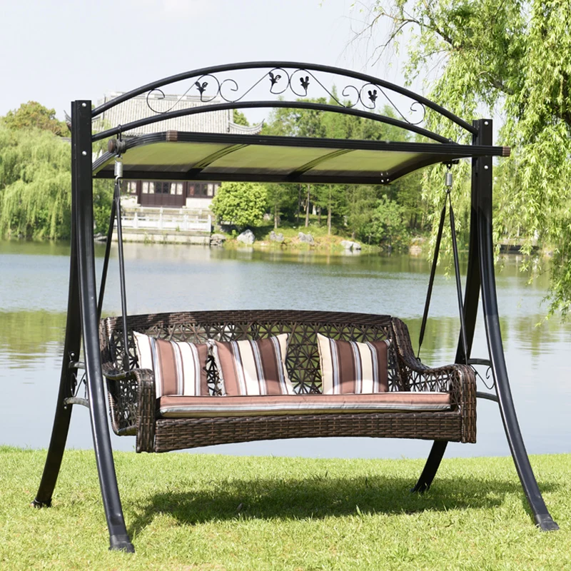 Outdoor Three-person Swing Chair Garden Patio Rocking Chair Rattan outdoor furniture
