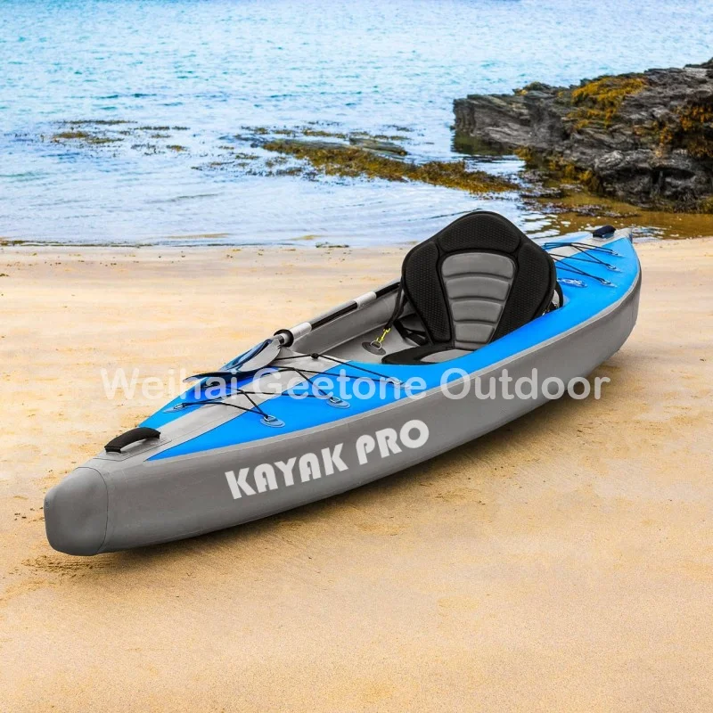 Weihai Manufacture Custom Airvolution 1 Person 2 Person Tandem Dropstitch Inflatable Sea Kayak Canoe