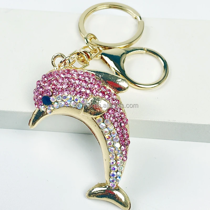 2024 Bling Metal key chains of crocodile dolphin whale shark keychains Whole Seahorse Sea Animal Keychain