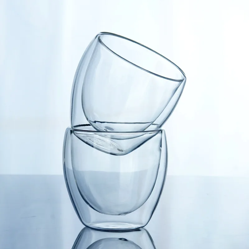 
80ml Double Wall Borosilicate Glasses Clear Insulated Cups 