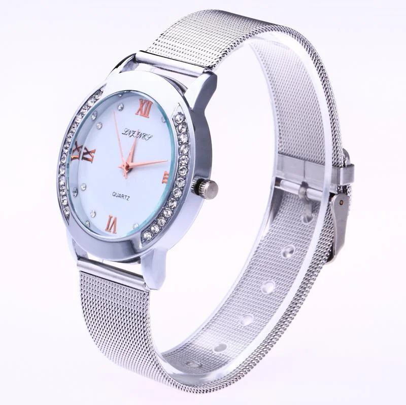 
Best Selling All-match Luxurious Women Diamond Watches Stainless Steel Watch Custom Logo 