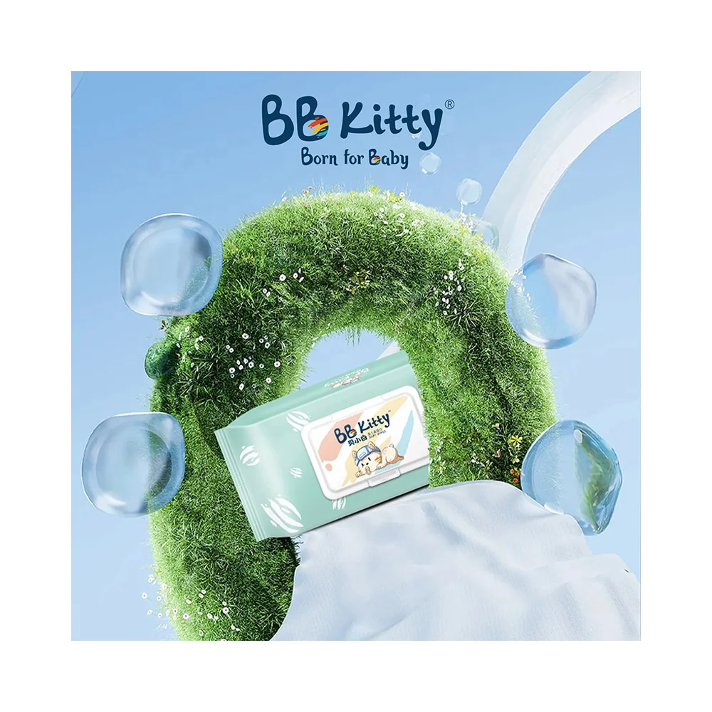 BB Kitty Toallitas Humedas Para Bebes 100% Pure Water Non Toxic Wet Tissue Paper Kids Baby Wipes Wholesale