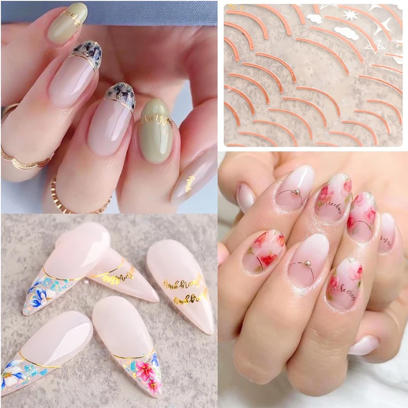 The New Listing Art Gold Decal Custom Buy 2022 For Press On Nail Sticker Luxury 3D french nail sticker