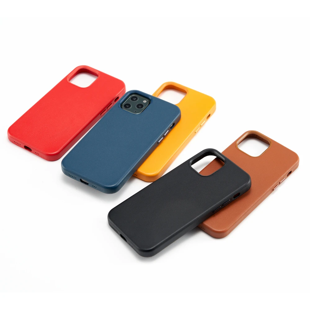 High Quality Genuine Leather Phone Case With Metal Buttons For iphone11 12 13PRO Max Real Leather Cell Business Phone Case cover