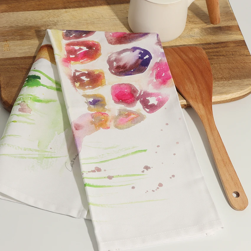 HOSHOM 2024 stocked printed polyester 350gsm sublimation blank plain waffle kitchen tea towel hand for heat press printing