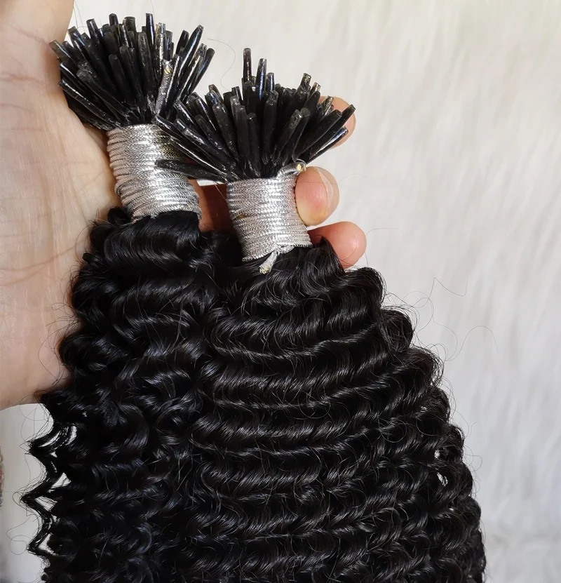 
Stick tip raw kinky curly itips extensions with top quality 