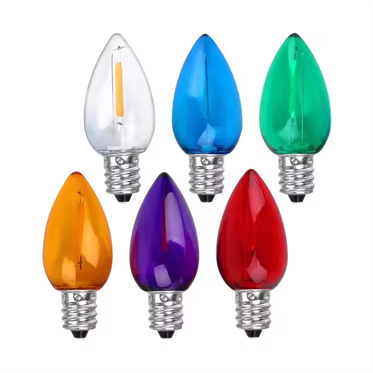 Strawberry-Shaped RGB C7 C9 LED Bulbs, Color-Changing Decorative Christmas Lights