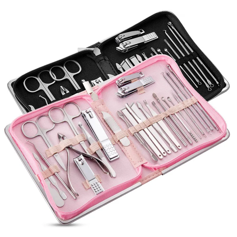 26 Pcs OEM Professional Travel Grooming Pedicure Kit Manicure Set Case For Women
