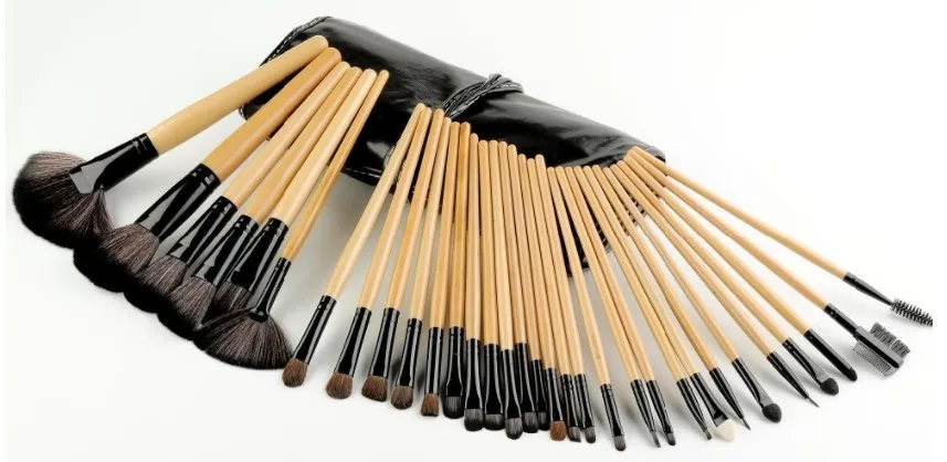 makeup brush set 32 piece Professional Cosmetic Kit + Pouch Bag Case Pincel black pink Private Label Makeup Brush Set