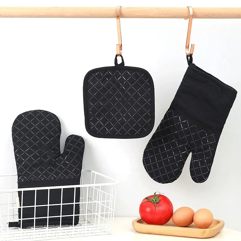 Custom Christmas Wholesale Cheap Cooking Kitchen Heat Resistant Double Silicone Pot Holder Oven Glove Mitts