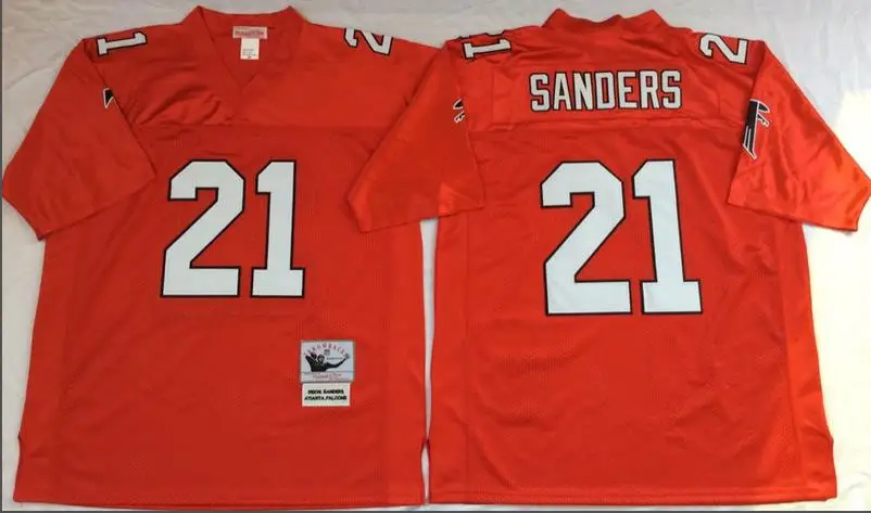 1992 Classic Throwback Atlanta Falcons 7 Michael Vick 21 Deion Sanders 4 Favre Vintage Stitched Football Jerseys