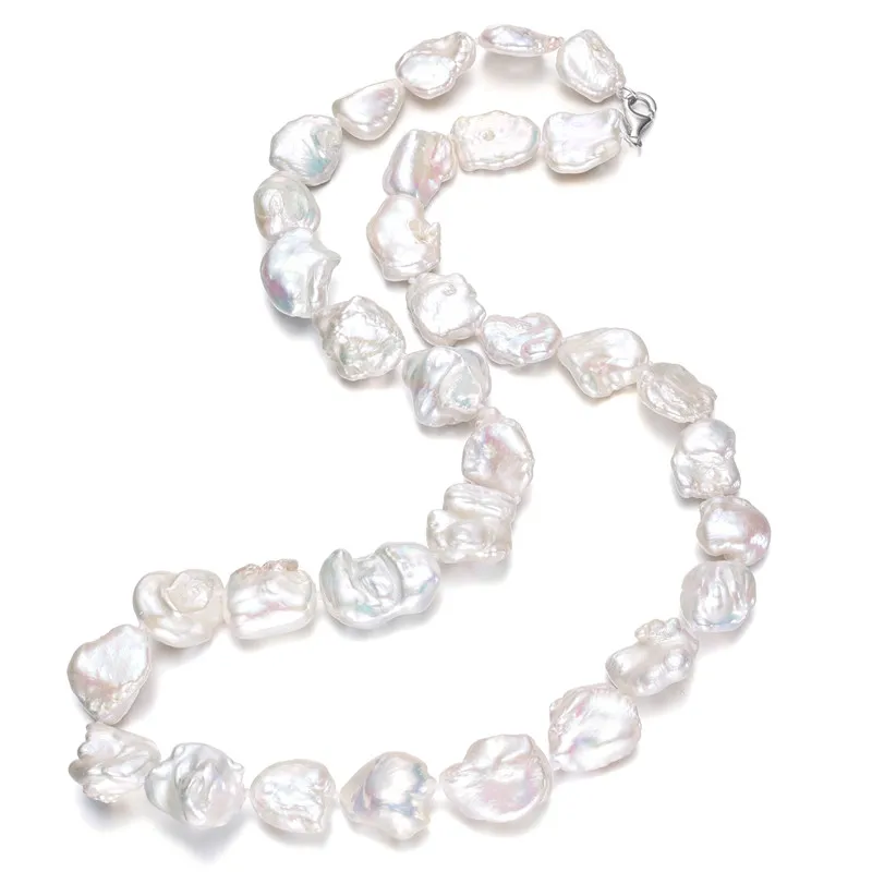 15mm large big size baroque irregular keshi freshwater real cultured pearl necklace