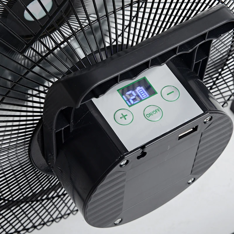 AC/DC Operation Metal Grill 12 Inches 3 Blades Rechargeable Home Solar Fans Rechargeable Electric Fan