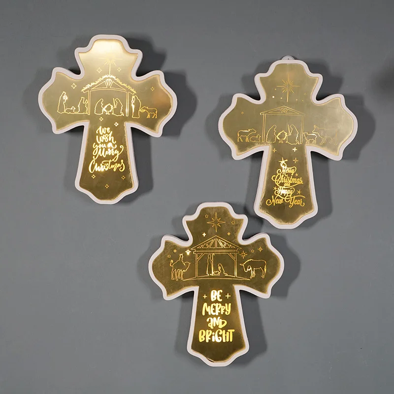
Christmas led decoration lights atmosphere lights cross Christian crafts religious ornaments pendant 