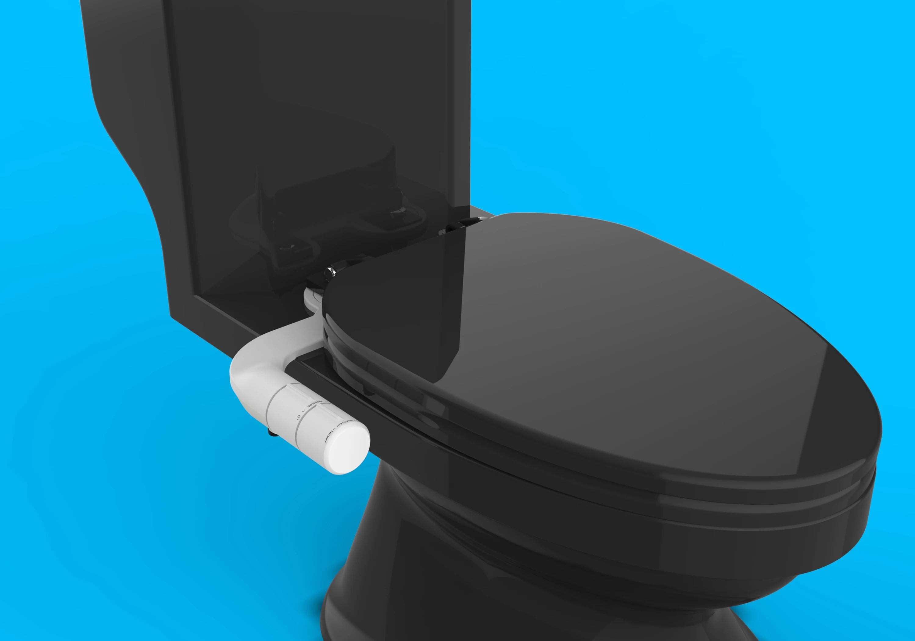 Simple ultra-thin New double Nozzles curved Bidet Attachment with Nozzle Self-cleaning