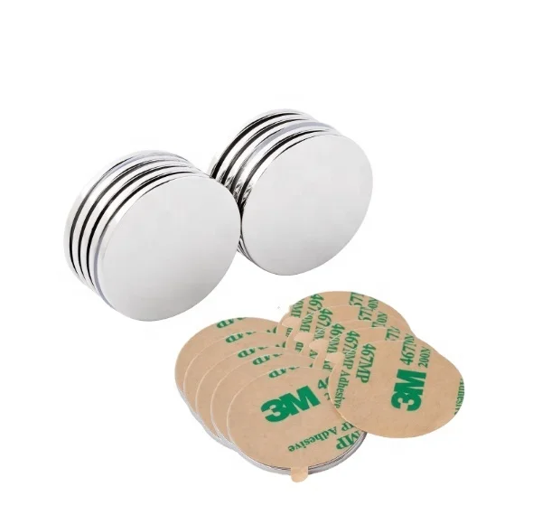 Factory supply super strongD10mm D12mm D15mm nefeb disc magnet with 3m adhesive