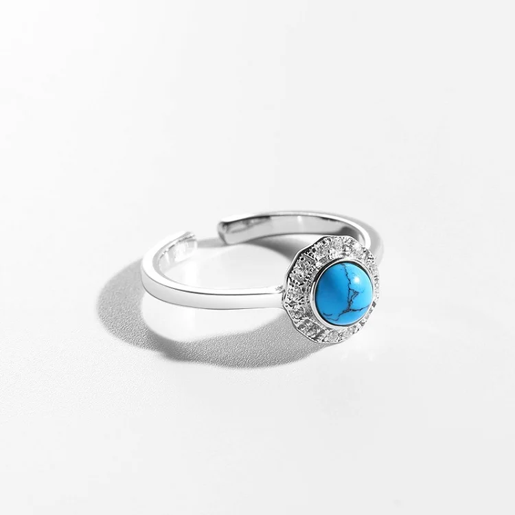  vintage 925 sterling silver turquoise stone adjustable open rings for