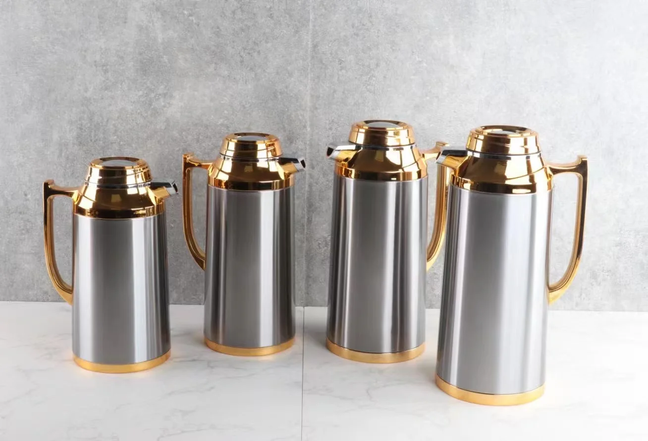 1.0L/1.3L/1.6L/1.9L high quality top selling customized dubai saudi golden thermal vacuum arabic coffee pot thermos manufacturer