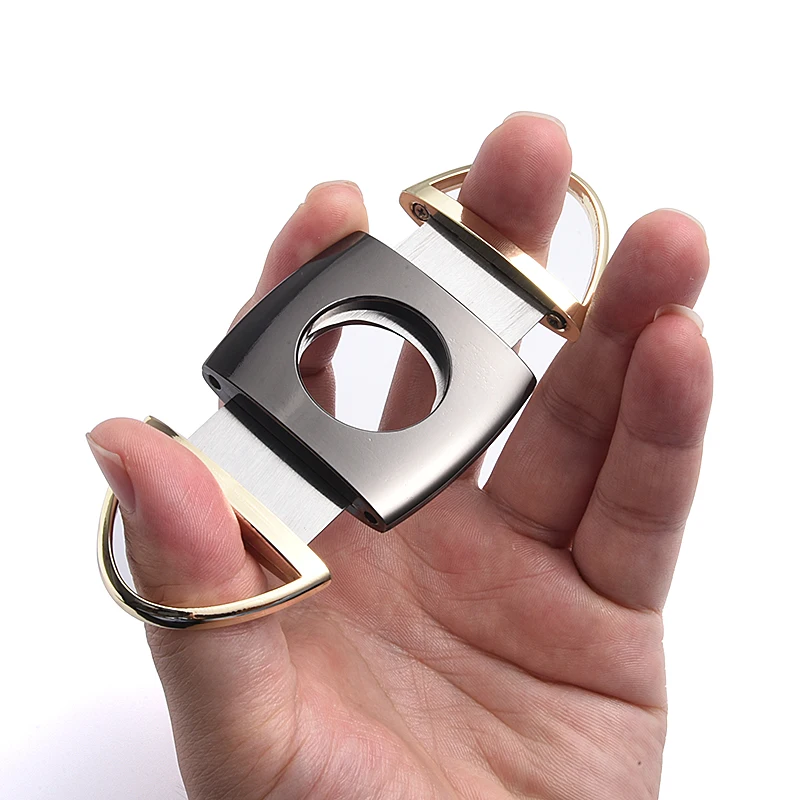 Stainless Steel Double Cigar Cutter Luxury Set Cigar Scissors Pocket Size Cigar Cutter