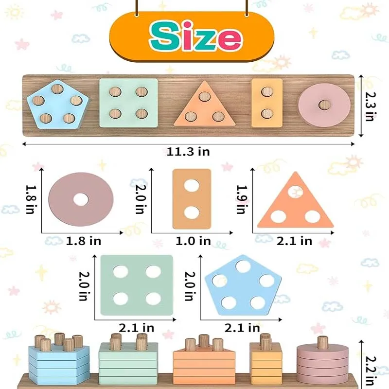 Montessori Toys for 1 2 3 Year Old Boys Girls Shape Sorter Wooden Toys for Toddlers 1-3 Toddler Toys Girl Boy Gifts