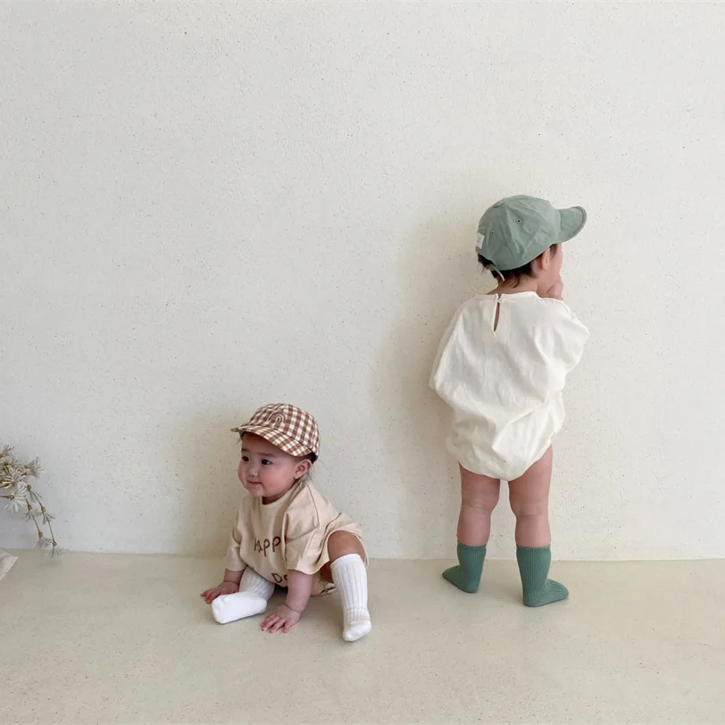 Wholesale Baby Bodysuit Short Sleeve Romper Children Soft Cotton Jumpsuit Happy Day Print Design 1 Year Old Baby Clothes