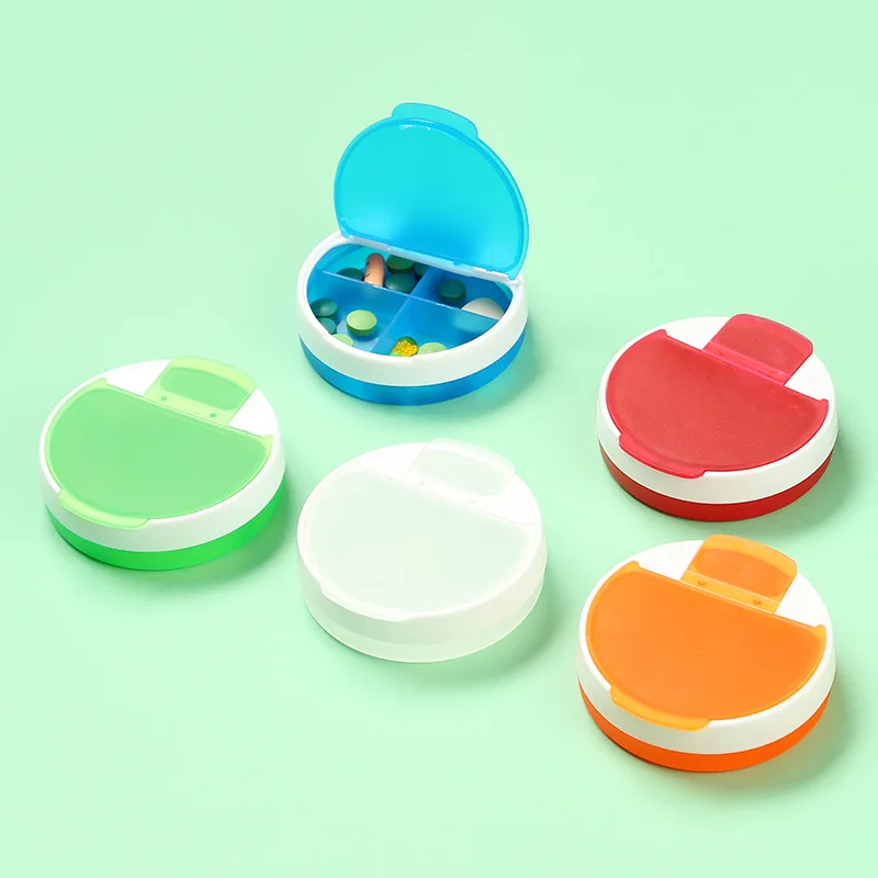 wholesale customize red orange green blue white Mini Round Plastic Container Box with 4 Compartments  Travel