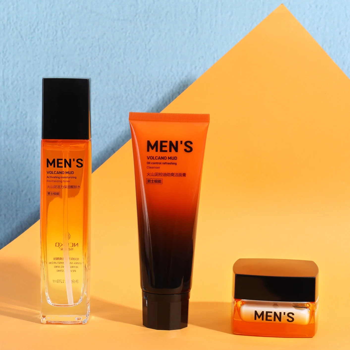 New Arrival Nceko Moisturizing Oil Control Volcanic Mud Energy Revitalizing Skin Repairing Kit For Men 3 In 1 Skin Care Set