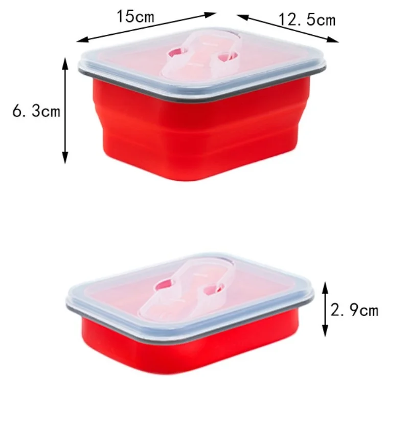 Work Travel Portable Small Eco Friendly Silicone Collapsible Heatable Lunch Box Container